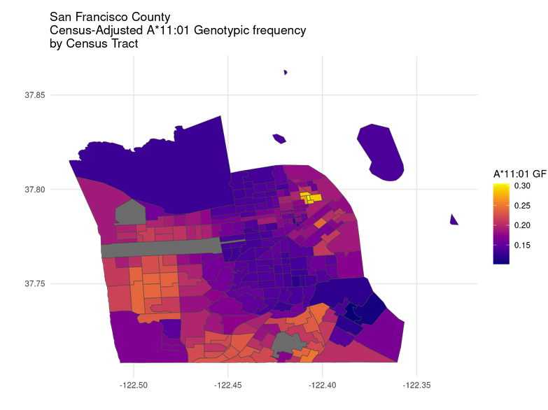 A*11:01 GF by San Francisco Census Tract